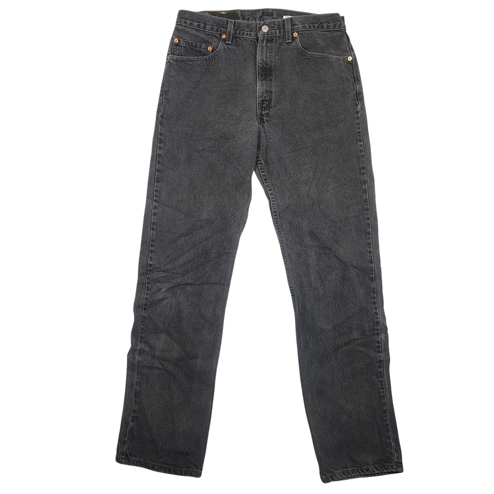 Levi's 505 Y2K Jeans Women W34 L33 Black Regular Straight Leg Faded Denim Cotton
